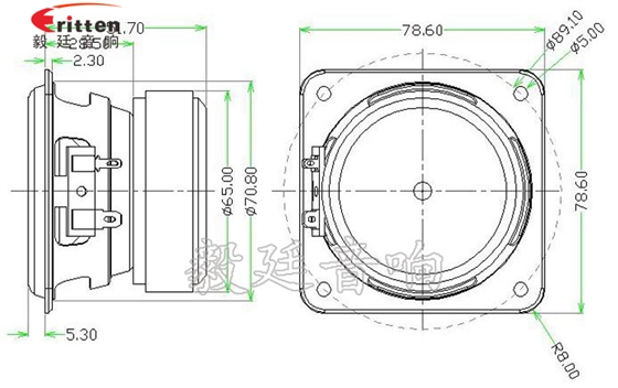 78mm20w全頻內(nèi)磁喇叭成品圖