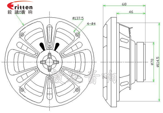 5.25寸25w同軸汽車?yán)瘸善穲D 53mm5w學(xué)習(xí)機(jī)喇叭-喇叭廠家成品圖