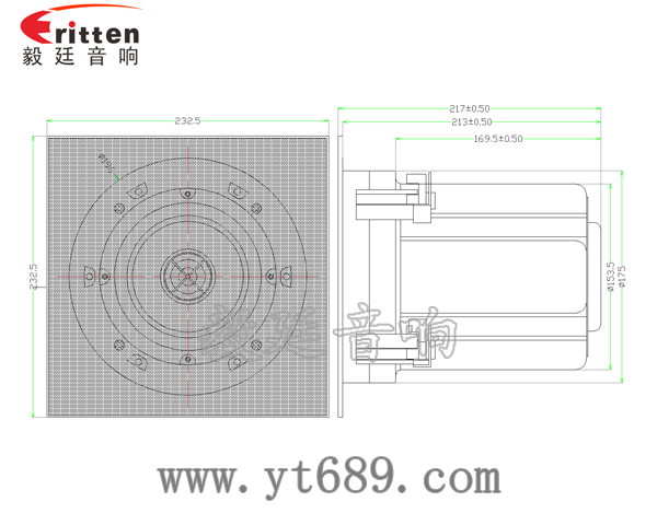 5.25寸圓筒吸頂天花喇叭成品圖帶網(wǎng)罩